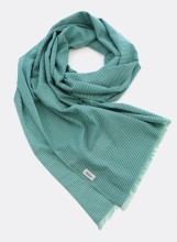 Foulard coton bio turquoise fines rayures