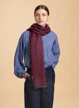 Echarpe d'hiver en coton biologique jacquard tons rouges