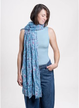 Foulard femme en soie naturelle tons bleus