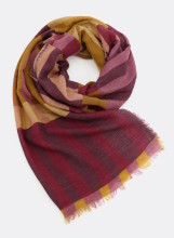 Foulard laine merinos naturelle tons olive violet