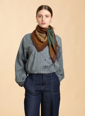 Foulard carré femme en pure laine mérinos