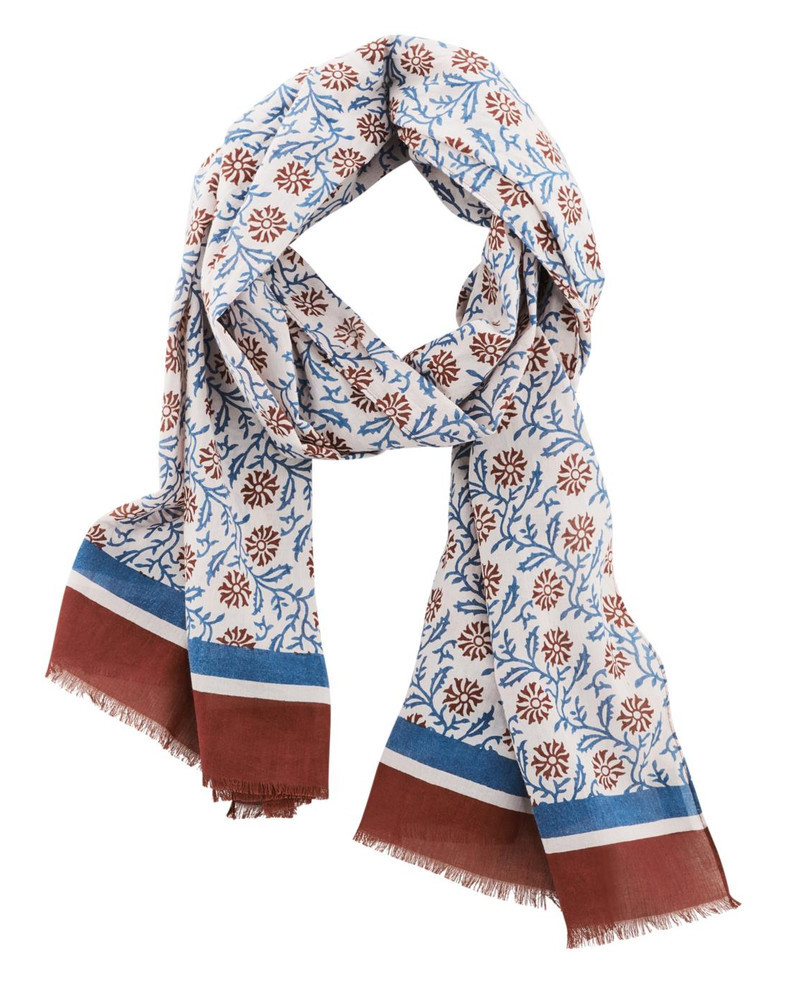 Foulard Pur Coton Bio A Fleurs 180 X 70 Cm