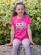 T-shirt rose en coton bio gots pour fille - motif camping car
