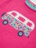 T-shirt rose en coton bio gots pour fille - motif camping car