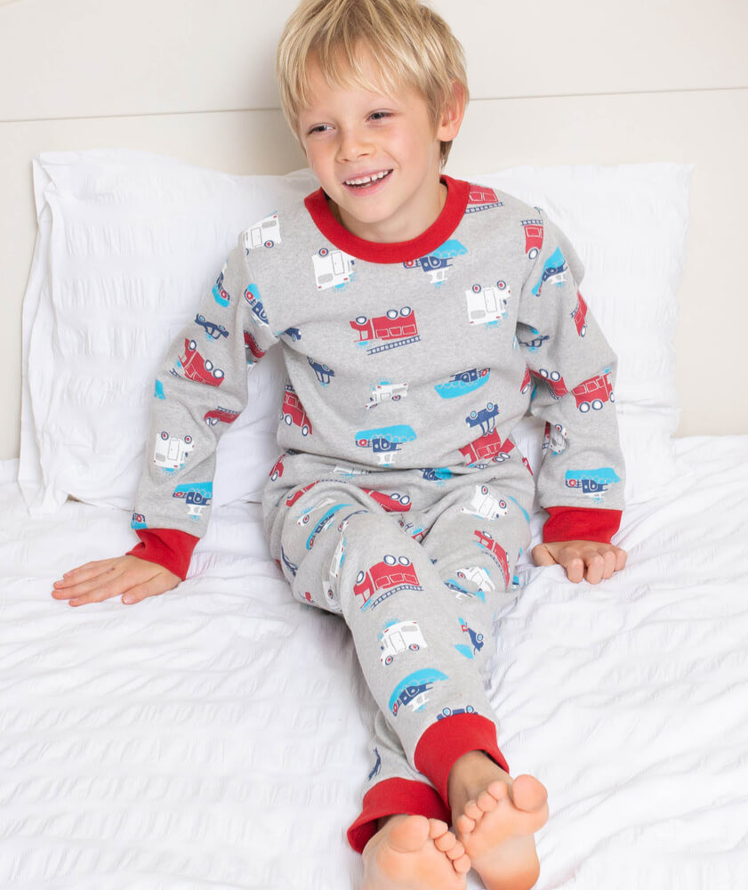 Pyjama coton bio enfant - motif véhicules de secours