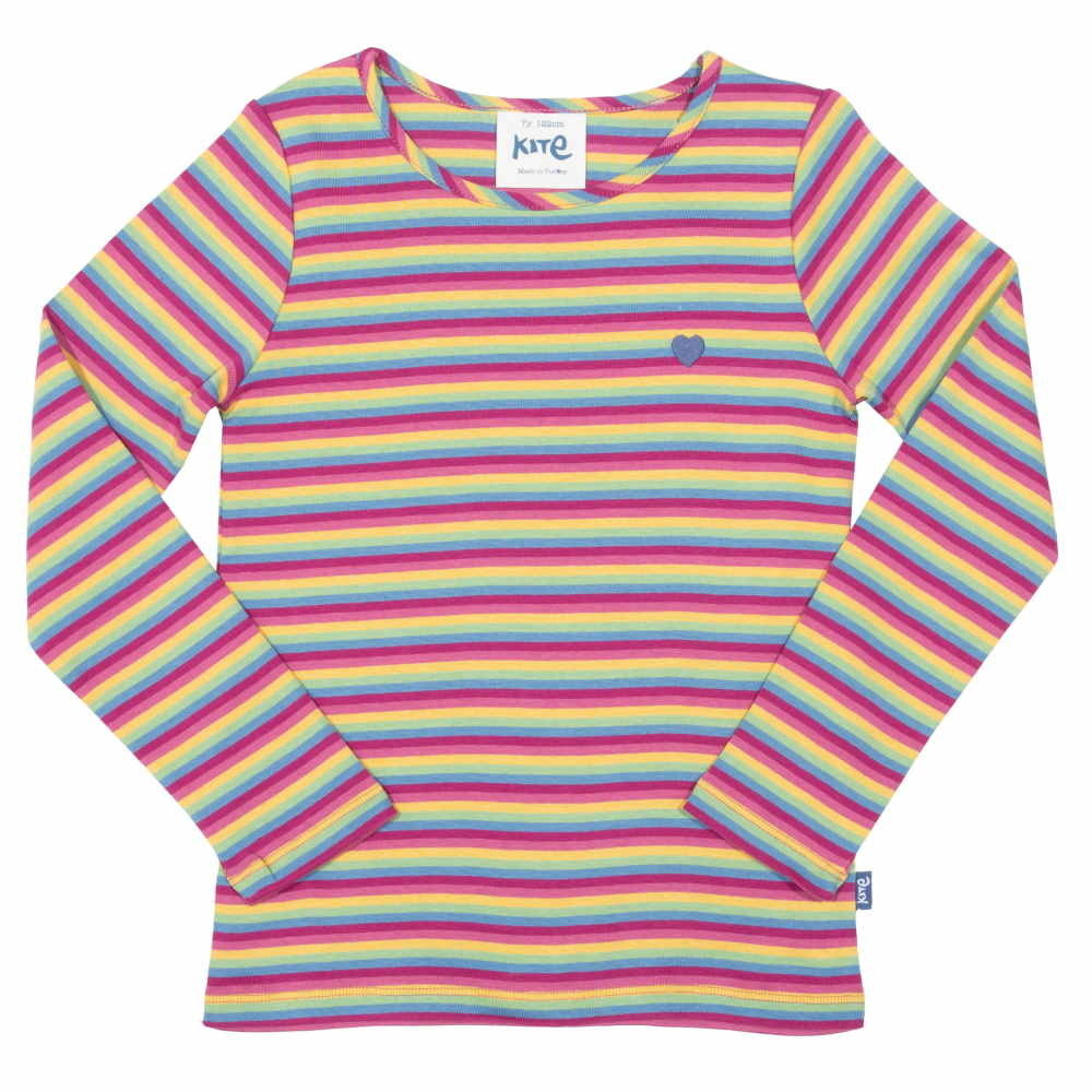 T-shirt à rayures multicolores pour fille - 100% coton bio