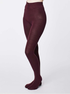 Collants bambou couleur aubergine