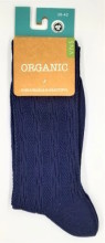 Chaussettes câbles coton bio bleu marine femme