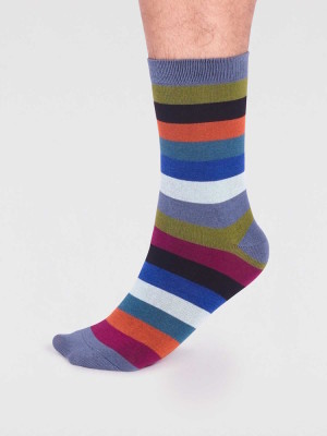 Chaussettes à rayures pour homme en bambou et coton bio thought