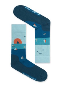 Chaussettes coton bio motif mer