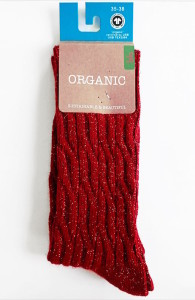 Chaussettes en laine naturelle rouge