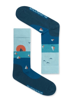 Chaussettes coton bio motif mer
