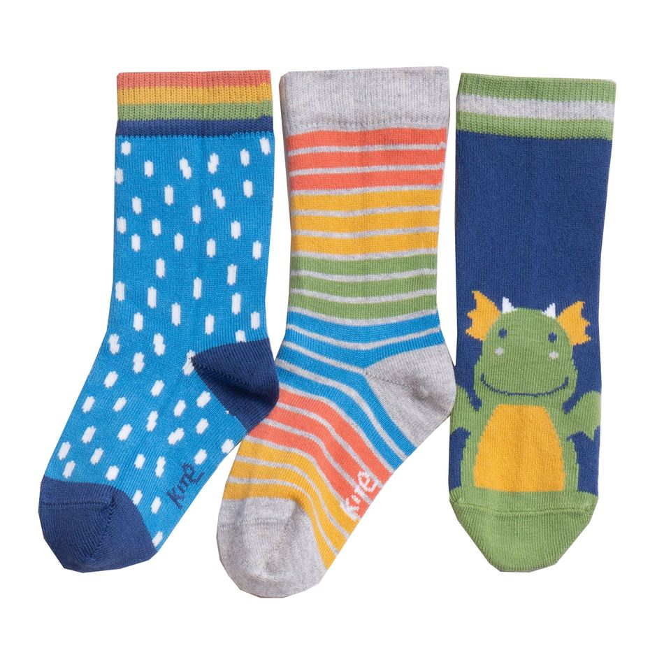 3 paires de chaussettes en coton bio pour enfant motif Dragon