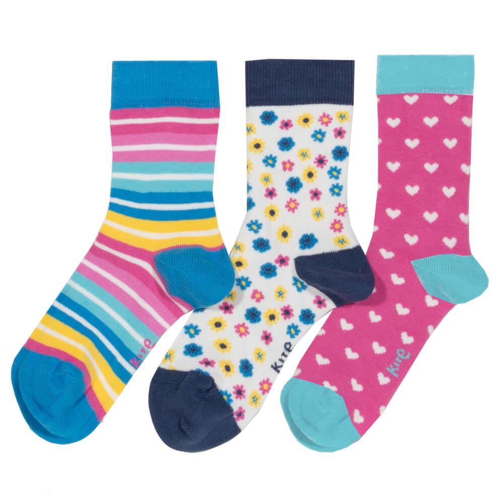 Pack de 3 paires de chaussettes fille en coton bio