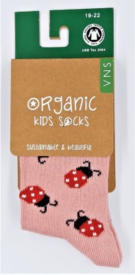 Chaussettes coton bio enfant, motif coccinelles