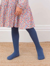 Collants coton bio fille bleu marine