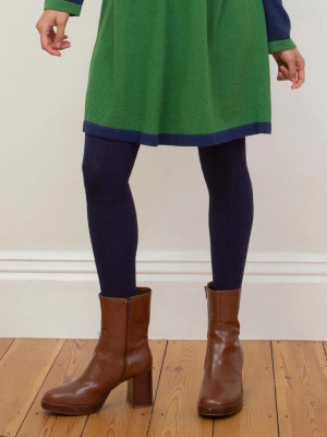 Collants opaques coton bio bleu marine femme