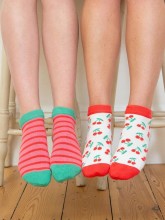 Chaussettes courtes coton bio motif cerise femme