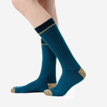 Chaussettes laine naturelle bleu pétrole living crafts