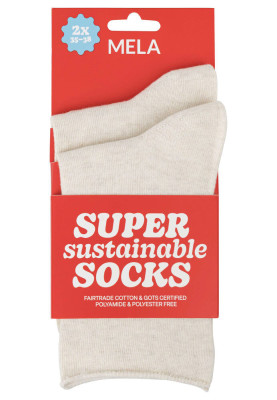 Chaussettes écru coton biologique bords roulottés melawear