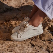 Tennis blanche en chanvre naturel