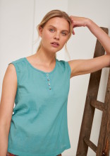 Blouse élégante d'été pour femme en coton bio turquoise