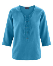 Blouse coton bio chanvre naturel bleue