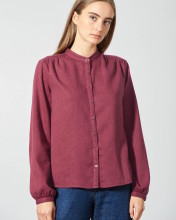 Chemisier rouge bordeaux en chanvre et coton bio femme