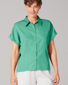 Chemisier couleur vert en lyocell de chanvre