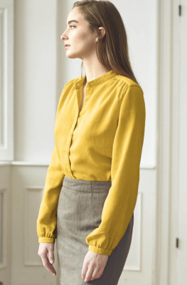 Blouse écologique en chanvre et coton bio jaune