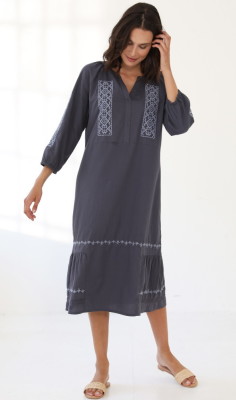 Robe longue en crêpe de coton biologique gots