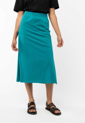 Jupe midi en coton bio gots turquoise