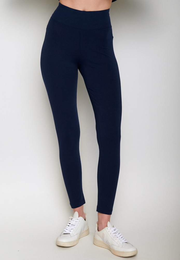 LEGGING COTON YOGA FEMME MARINE