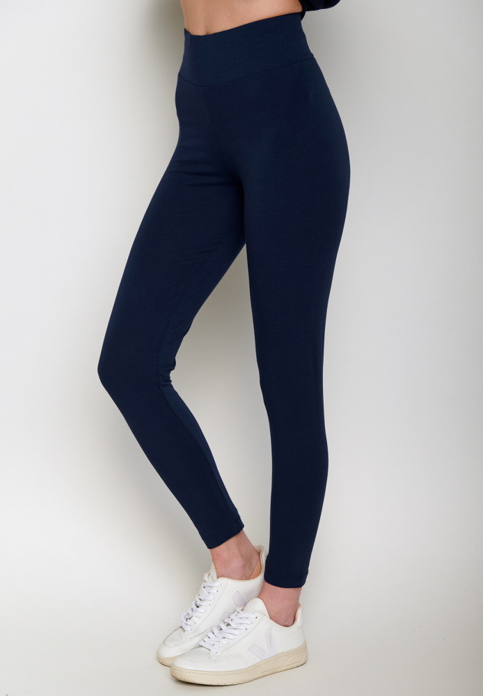 Legging yoga femme bleu coton bio Kar Navy - Vêtement éco-responsable