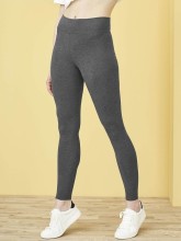 Leggings coton bio taille haute gris