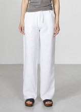 Pantalon d'été blanc en pur chanvre pour femme