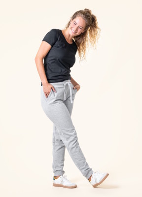Jogging gris clair en coton bio pour femme
