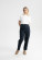 Pantalon classique taille haute en twill de coton bio bleu marine