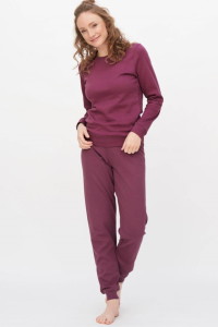 Pyjama d'hiver rose foncé en coton bio gots pour femme