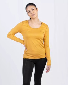 T-shirt de sport manches longues femme en laine merinos et soie