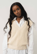 Pull sans manches pour femme couleur écru en coton bio fairtrade
