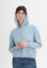 Pull capuche femme coton bio bleu