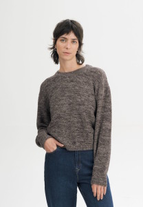 Pull marron chiné femme en coton biologique