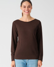 T-shirt femme encolure bateau en chanvre et lyocell écologique couleur marron