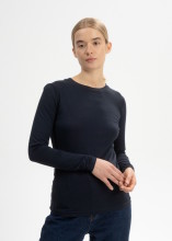 T-shirt manches longues bleu marine en coton bio femme