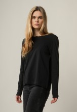 T-shirt coton bio noir manches longues
