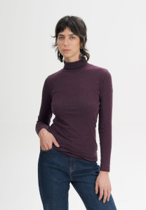 T-shirt femme avec col montant en coton biologique