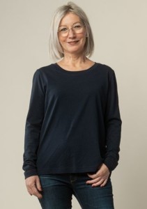 T-shirt manches longues femme en coton bio bleu marine