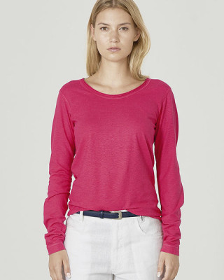 T-shirt manches longues chanvre femme couleur rose