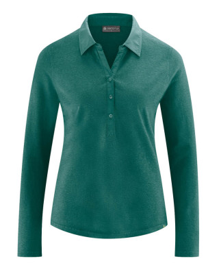 Polo femme en chanvre et coton bio couleur vert sapin